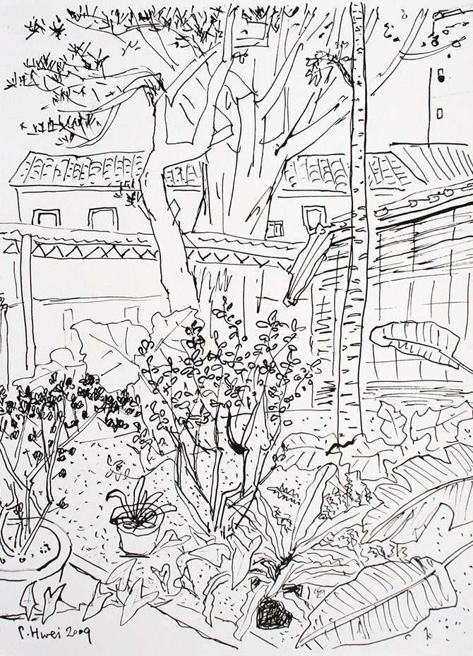 Courtyard- Pen Drawing 