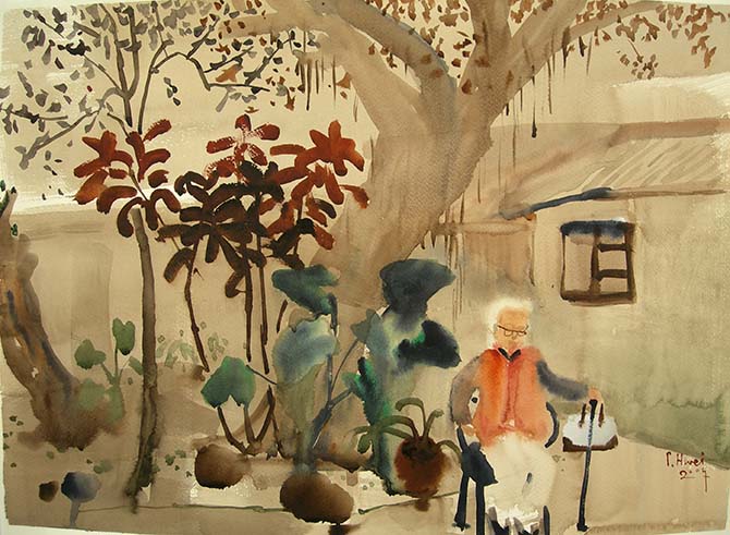 Dong Shaw-hwei〈Grandma in the Courtyard〉