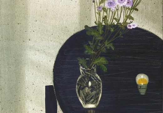 T058 Purple Daisy in a Glass Bottle 