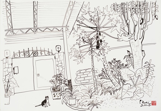 D062 Courtyard- Pen Drawing