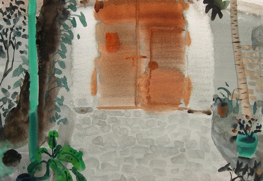 W018 The Red Door in Courtyard