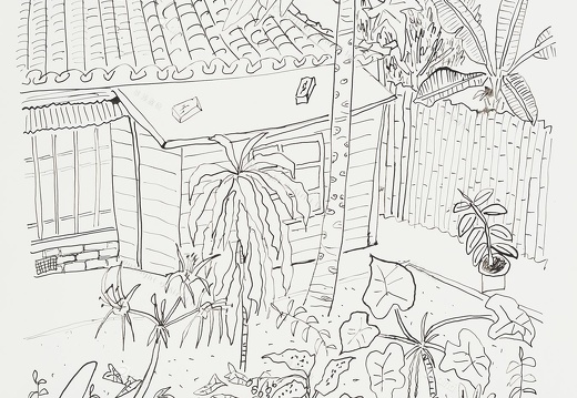 D044 Courtyard- Pen Drawing