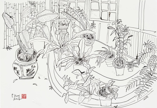 D058 Courtyard- Pen Drawing