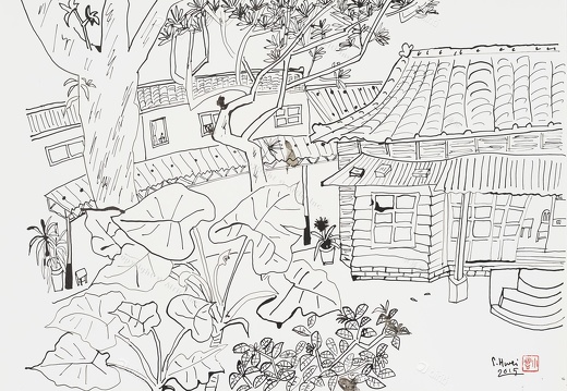 D060 Courtyard- Pen Drawing